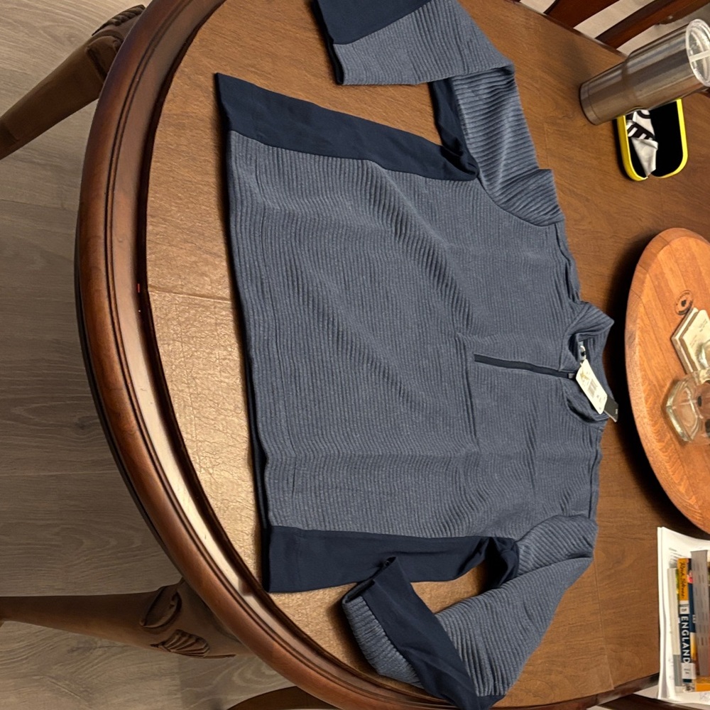 Adidas Blue Long Sleeve DWR quarter zip